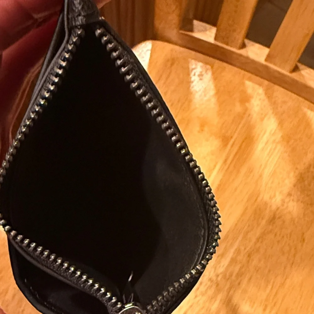 Coach Black Leather Card Wallet with Zipper Pocket - Picture 4 of 4